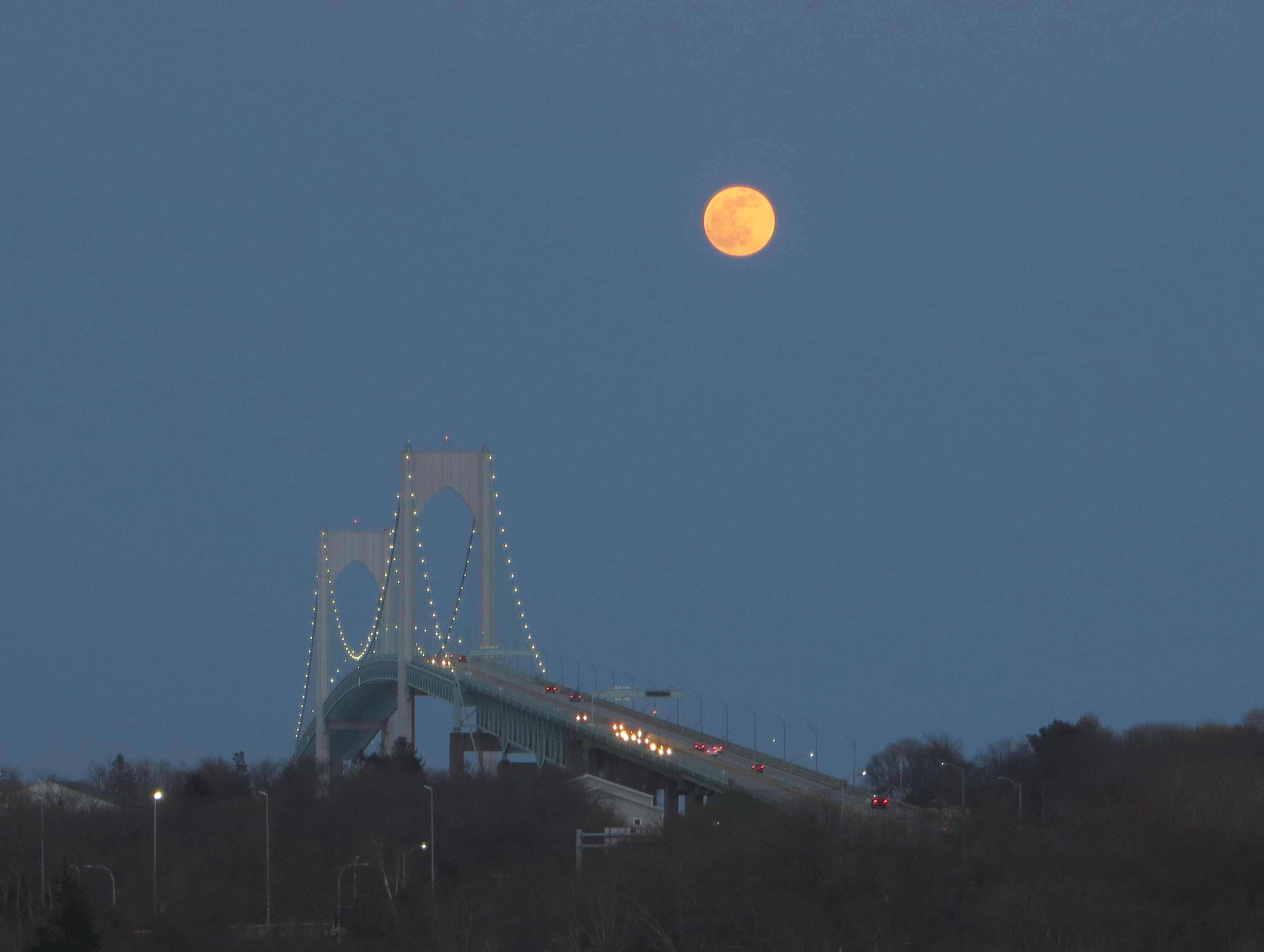 Moon over the Newport Bridge