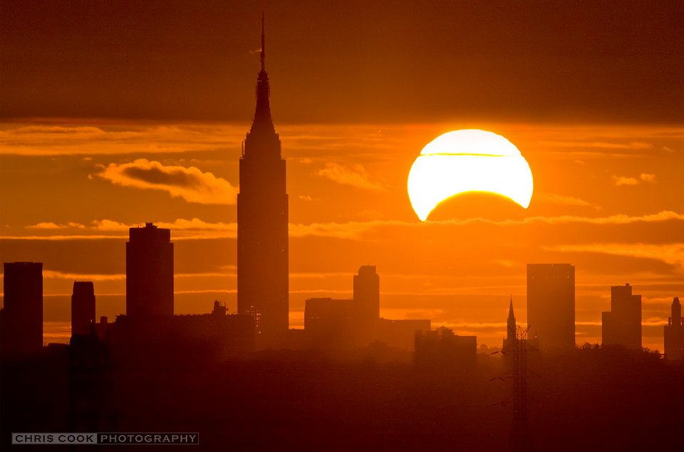 Sunrise eclipse over Manhattan